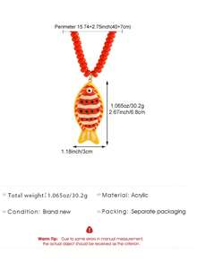 1pc Vintage Elegant Personalized Y2K Women's Necklace, Dopamine Colorful Acrylic Tropical Fish Pendant Necklace Exaggerated Beaded Choker, Suitable For Daily Wear, Party, Date, Holiday, Music Festival, Summer Beach Vacation, Commemorative Gift For Friends, Family, Couples, Women, Jewelry Accessory Original Design - Multicolor - View 8