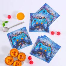25/50/100入 遊戲機圖案拋棄式紙巾，遊戲機圖案拋棄式餐巾紙，適用於遊戲主題派對裝飾、同學會、生日派對、週年慶祝、桌面裝飾與派對用品 - 多色 - 查看 7