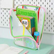 1Pc L-Shape 3-Layer Large Capacity Grid Handheld File Bag, Colorful Multi-Layer PE Document Pouch, Big Opening Homework & Tutoring Organizer, Back To School Supply For Daily Study And Office Storage. - Multicolor - View 4