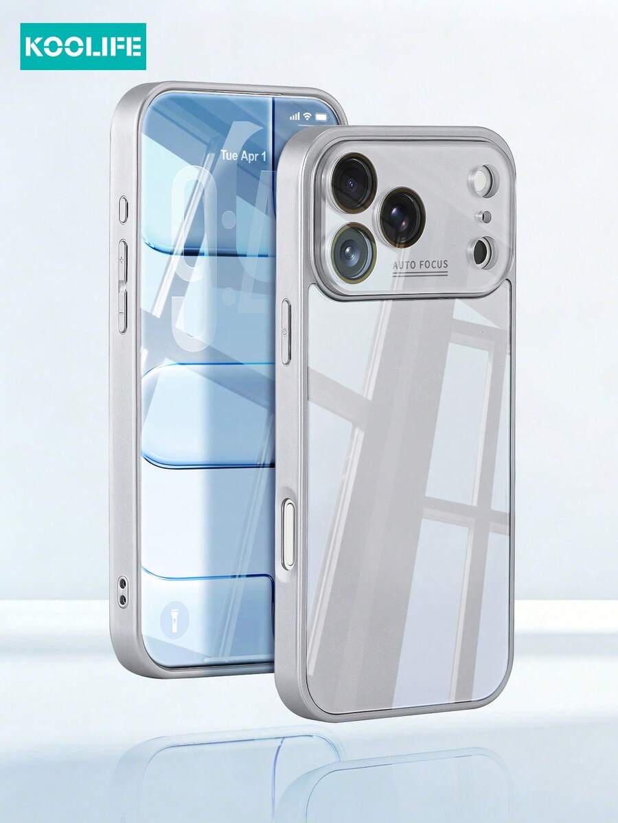 KOOLIFE 1件裝 銀灰色鏡面亮面手機殼,雙層 PC+TPU 防震硬殼,奢華商務極簡 Ins 風格設計,全鏡頭保護防摔保護殼,適用於 iPhone 18 Pro/18 Pro Max/17/17 Pro/17 Pro Max/17 Air/16/15/14/13 - 銀色 - 查看 1