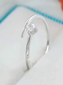 1pc S925 Sterling Silver Minimalist Personalized Rhinestone Open Toe Ring, Korean Ins Style Elegant Design, Fashionable Unique Minimalist Elegant Small Exquisite Adjustable Stackable Versatile Toe Ring, Suitable For Women's Daily, Party, Casual, Vacation Wear - Diamond - View 9