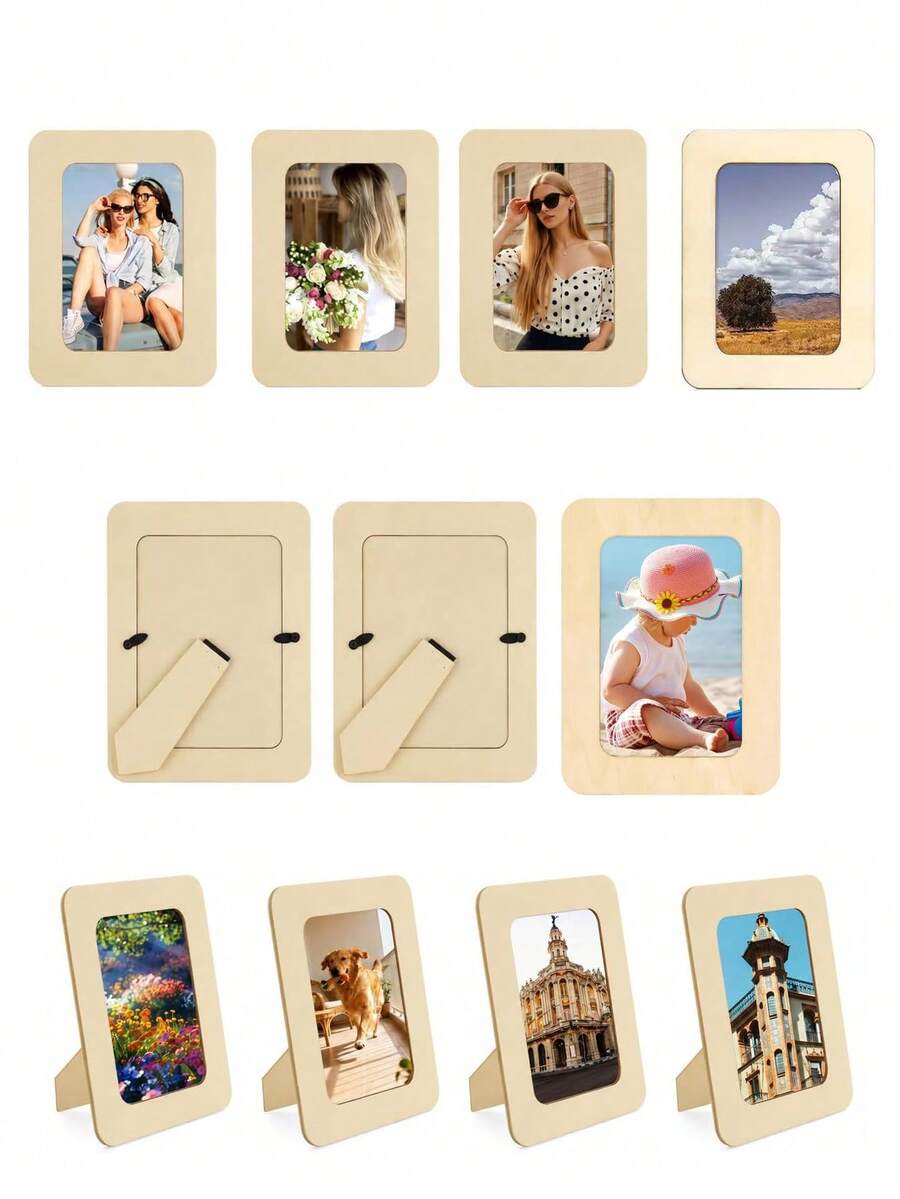DIY Wooden Photo Frame, Suitable For 4 X 6 Inch Photos, Unfinished Solid Wood Photo Frame For Crafts, Painting, Art Projects And Wooden Decor - A - View 1