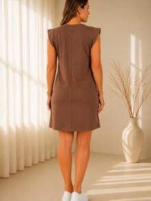 Women's Premium Cotton Muscle Tee Dress | Basic Casual Comfortable - 鏽棕色 - 查看 2