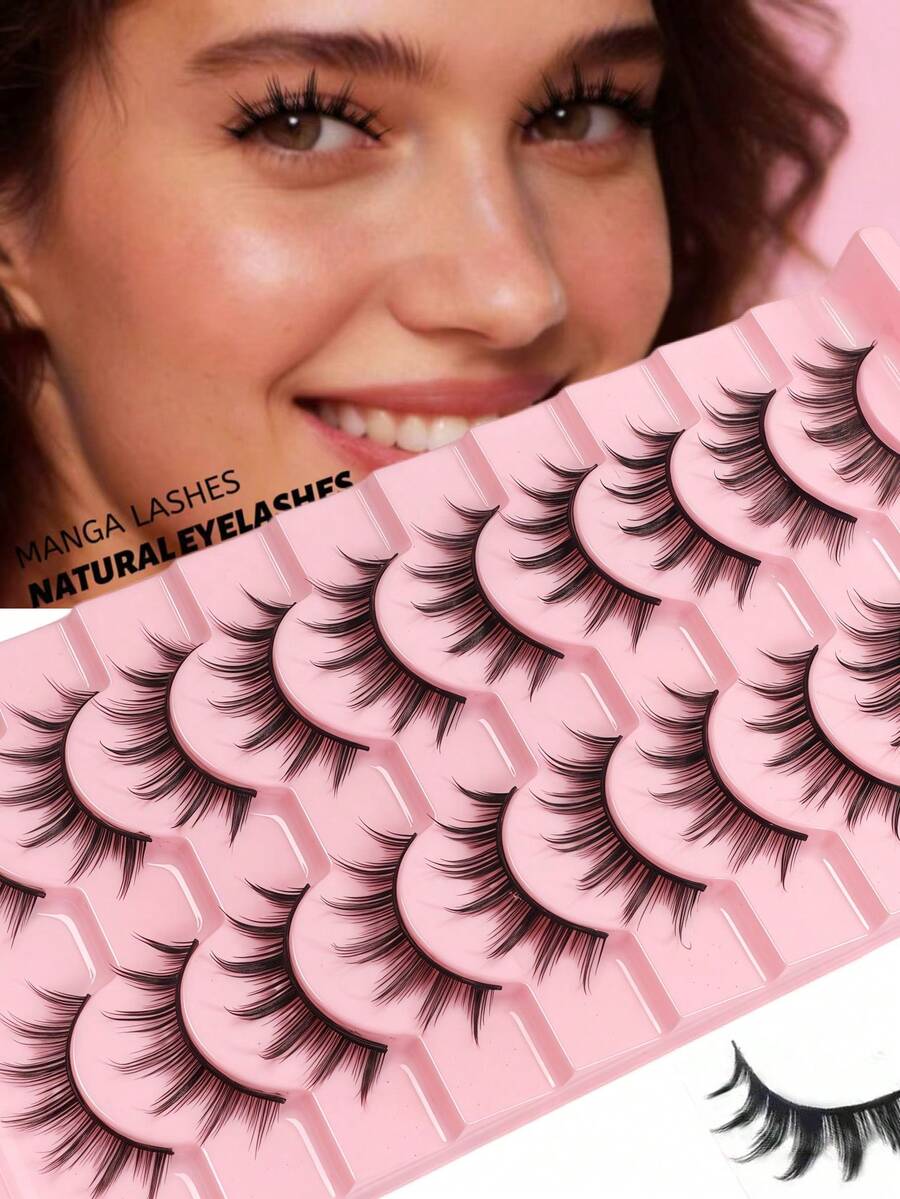 10 pares de pestañas postizas estilo dibujo animado de pequeño diablo, maquillaje de chica europea y americana, pestañas completas de hada, fáciles de aplicar para principiantes, pestañas gruesas - Ver 1