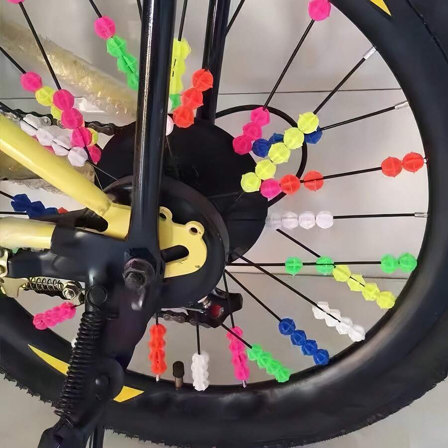 72pcs Colorful Bicycle Spoke Beads, Vibrant Plastic Beads, Various Plastic Clip-On Decorations For Bicycle Wheels, Ideal Perfect Gift, Bicycle Parts Decoration