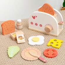 Máquina de pan de juguete de madera sintética rosa y blanca - Decoración de mesa para juego de rol de simulación de cocina. Regalo de Acción de Gracias, inicio de clases, Día del Padre, Día de la Madre, temporada de graduación, cumpleaños y regalo festivo. - Multicolor - Ver 3