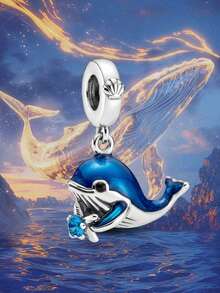 1pc 925 Sterling Silver Whale Pendant Bead, Suitable For Women Jewelry DIY Bracelet - Style 2 - View 7