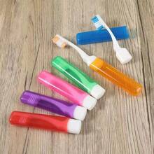 6pcs/Set Foldable Travel Toothbrush Set With Storage Case, Medium Stiffness Nylon Bristles, Unscented, Complete Set, Unisex, Manual Toothbrush Set, Portable, Suitable For Travel, Camping, School And Home Use. - Multicolor - View 3