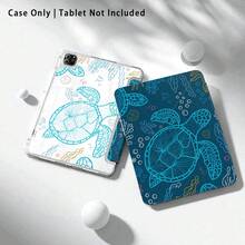 海龜與水生植物圖案，彩繪效果壓克力水晶平板保護殼，內建筆槽，相容於 Apple 10代/A16 11代/Air 11/5/9/Air/Pro 11/10代 Air 8 (M4) 2026 (11/13英吋)，相容於 Matepad SE 11/MatePad 11/MatePad 11.5 2025，相容於 IPad Honor Pad 8/9/10/Honor X8/X8A/X9 - 彩色 - 查看 3