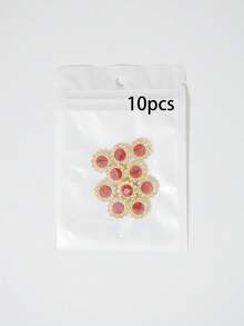 10-200 Pieces Of 12mm Red Rhinestone Flowers, With A Red Rhinestone In The Center Surrounded By Small White Rhinestones, In A Sunflower Pattern. Sparkly Rhinestone Flowers, DIY Craft Accessories, Perfect For Floral Headpieces And Clothing Decoration. - 12mm Red Rhinestone Flower - View 12