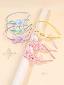 6pcs/Set Girls Side Bow Headbands, Sweet Faux Pearl And Faux Rhinestone Decorated Headbands, Suitable For Holiday Parties And Daily Wear, Teen Hair Accessories - Multicolor - View 3