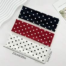 女款波點寬版髮箍 (3入) 柔軟彈性防滑髮箍 波希米亞時尚復古髮箍 適合瑜珈、健身、跑步、化妝、日常配戴 夏季髮飾頭巾 - 彩色 - 查看 5