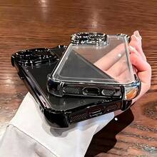 1個電鍍四角防摔透明TPU保護殼，適用於/11,15PROMAX,14PROMAX/Galaxy,SAM/Honor/Note13pro/12C/13C/S23 Ultra/S24 Ultra - 金色 - 查看 6