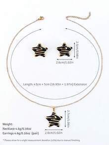 Premium Geometric Enamel Earrings & Necklace Set, Crafted From High-Quality Hypoallergenic Stainless Steel. Women's Wedding And Coming-Of-Age Gift - Multicolor - View 17