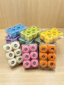 6pcs/Box Solid Color Lace Thread, Mini Spools, Approx. 25m/Spool, Boxed Cross Stitch Cotton Thread, Multi-Color Ball-Shaped Pure Cotton Embroidery Thread Set, Suitable For Crafters And Sewing Classes, Casual Country Style Handmade Accessories - Solid Color No. 8 Lace Thread - View 4