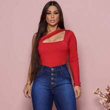 Angelina Women's Bodysuit With Choker Neckline, Puff Sleeves, Tailored In Premium Supplex Fabric - 紅木色 - 查看 2
