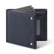 VULKIT Cartera Bifold de Hombre Cartera de Piel Genuina con Bloqueo RFID, Múltiples Ranuras para Tarjetas y Doble Ventana para el DNI Cartera de Uso Diario - Cuero de grano completo- Espresso - Ver 2