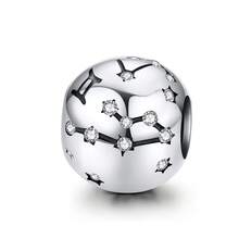 WOSTU 1pc Vintage 925 Sterling Silver Zodiac Bead Pendant, Suitable For DIY Bracelets And Necklaces - Silver - View 14