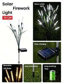 1PC/2pcs Solar-Powered Bamboo Flower-Shaped Garden Lights, Outdoor Weddings, Lawn Lights, Pond, Courtyard, Garden, And Path Landscape Lighting Decorative Lights - Style a - View 2