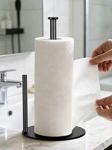 Baofeng 1pc Stainless Steel Countertop Paper Towel Holder, Kitchen Paper Towel Dispenser With Weighted Non-Slip Base, Easy Tear Paper Towel Rack, Durable Stand, Suitable For Standard And Large Paper Towel Rolls, Modern Space-Saving Storage Rack, Suitable For Kitchen, Bathroom, Pantry And Home Decor - Multicolor - View 4