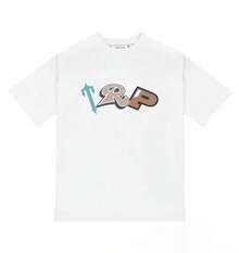 Camiseta de manga corta con diseño de letras y estampado de dibujos animados de la marca europea y americana Trapstar, para hombres y mujeres, moda urbana europea y americana, camisetas de l - Blanco - Ver 1
