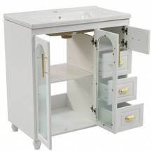 Single Sink Bathroom Vanity Unit With 80cm Vanity Unit And White Ceramic Sink - 白色 - 查看 7