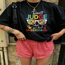 Heartfelt Daily Casual Graphic T-Shirt 100% Cotton Oversized Soft Breathable Casual Crewneck Short Sleeve Top Cute Aesthetic Daily Wear For Casual Wearers Fashion Lovers Daily Outfit Enthusiasts Gift Givers - 黑色 - 查看 18