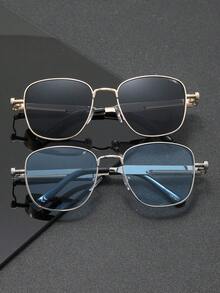 2 Pairs Men's Classic Retro Steampunk Style Fashion Glasses, Crafted Temples, Outdoor Travel Party, Street Photography Style, Daily Use - Color - View 6