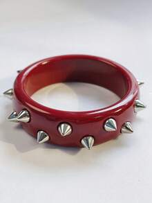 1pc Punk Rock Rivet Resin Bracelet, Fashion Accessory, Y2K Chic Style - Riveted Bracelet - View 10