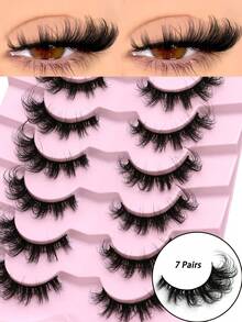 GROINNEYA 7 Pasang Bulu Mata Palsu Tebal dan Bervolume Gaya Mata Kucing, Bahan Mink, Bulu Mata Palsu Strip Alami, Cocok untuk Pesta, Pemakaian Sehari-hari, Desain Mata Kucing, Dapat Digunakan untuk Berbagai Acara - Cat eye Lashes - View 6