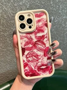 1 funda elegante para teléfono, no incluye cordón ni soporte. Funda para teléfono con diseño de labios rojos elegantes para San Valentín, compatible con/11/X/XS hasta la serie 15, material TPU a prueba de golpes y a la moda. - Blanco - Ver 1