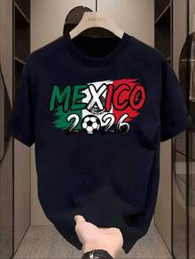 Men's Clothing For The 2026 World Cup: Short Sleeve T-Shirt For Fans Of The South Korean National Football Team, Men's Casual Crew Neck T-Shirt, Sportswear - 黑色 - 查看 1