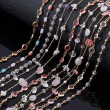 1m Fashionable Multi-Style Colorful Glass Rhinestone Asymmetrical Stone Copper Clasp Bead Chain For Handmade DIY Bracelets, Necklaces And Clothing Accessories - DIY Chain - View 1