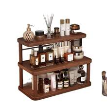 3-Tier Bamboo Storage Rack - Freestanding Multi-Functional Organizer For Kitchen, Living Room, Patio And Balcony - Easy To Assemble, Vintage Style Desktop Cosmetic Storage Box, Vanity Organizer, Multi-Layer Skincare, Lipstick And Perfume Display Rack - Walnut - View 5