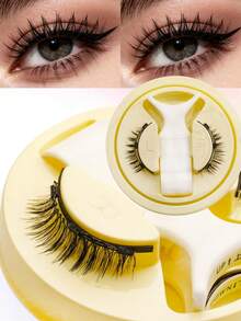 Waloshow 1 Box Natural Magnetic False Eyelashes With Magnetic Eyelash Curler, Glue-Free Easy To Wear, Suitable For Extending Eye Corners, Perfect For Women's Daily Makeup - Black - View 11