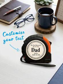 1pc Custom Engraved Tape Measure With Name Sentiment Quote,Personalized Wood Patch Tape Measure,No One Measures Up To You Dad Measuring Tape,Multiple Styles Available,Practical Handyman Tool Gift Giving For Father'S Day Birthday/Household Measuring - Multicolor - View 3