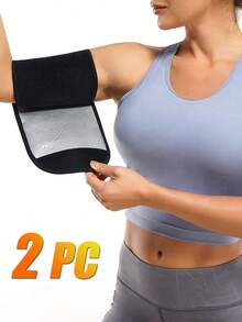 1 par de protectores de brazo deportivos unisex, moldeador de brazos para sauna con absorción de sudor para correr, yoga, entrenamiento físico (recubrimiento de PU) Accesorios de gimnasio Coderas - Gris - Ver 6