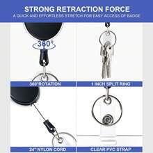 4pcs Metal Retractable Zinc Alloy Lanyard And Key Chain Clip, Anti-Loss Oval Design, Suitable For ID Cards, Credit Cards, Access Cards, Etc., Suitable For School, Home And Office Use - Multicolor - View 2