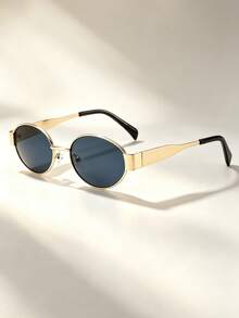 2 Pairs Women's Fashion Glasses Set, Summer Retro Oval & Rhombus Metal Frame Decorative Glasses, Street Style Photo & Daily Wear - 2pcs Round Grey Diamond Grey - View 2