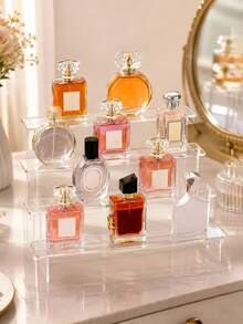 1pc Acrylic Cosmetic Organizer Rack, Multi-Layer Transparent Storage Shelf Cake Stand, Perfume Display Tool Holder, Perfume Organizer, Reinforced Thickened Trapezoid Display Rack, Cosmetic Collection Shelf - Clear - View 7