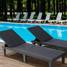 Outdoor Chaise Lounge Chair, Adjustable Waterproof Patio Recliner, Easy Assembly Pool Lounge Chair For Backyard Lawn Poolside Garden, Black 1 Pack - Black - View 2