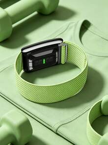 5.0 Super Luxury Braided Watch Band - Fit For 5.0/MG - ECG Applicable, High-Quality Accessory For Health & Fitness Wearable Devices - Premium Metal - Lime Green - View 4