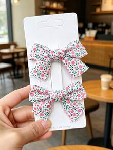 2pcs/Set Cute Duck Bill Hair Clips With Plaid Bows, Multiple Colors Available, Suitable For Daily Accessories - Multicolor - View 4