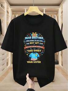 Camiseta Dear Brother This Shirt From Sister para hombre, casual, estilo familiar, ideal para uso diario y regalos entre hermanos - Negro - Ver 1