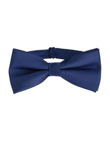 1pc Herringbone Fabric Bow Tie, Suitable For Business, Banquet And Party, Can Be Paired With Suits And Shirts - Navy Blue - View 3