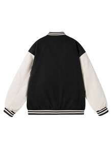 Men's Autumn/Winter Casual Fashion Sports Outdoor Baseball Jacket, Minimalist Commuter Daily Jacket - Black - View 3