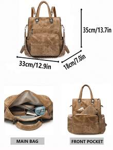 Women's High-End Anti-Theft Backpack; Latest Personalized Casual Soft Leather Backpack For Women; Large Capacity Expandable Multifunctional Travel Backpack, Suitable For Vacation; Multipurpose School Bag, Back To School Essential - Multicolor - View 2