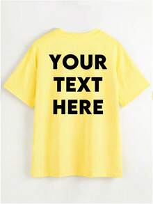 Camiseta personalizable para mujer, personalizable por delante y por detrás, se puede añadir texto, se puede elegir el color y la fuente, camiseta de manga corta para mujer para deportes - Amarillo - Ver 3