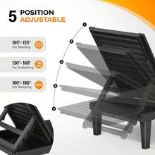 Outdoor Chaise Lounge Chair, Adjustable Waterproof Patio Recliner, Easy Assembly Pool Lounge Chair For Backyard Lawn Poolside Garden, Black 1 Pack - Black - View 4