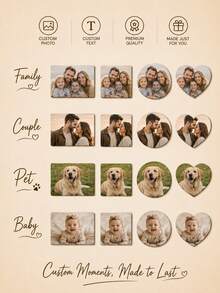 Customized Photo Refrigerator Magnet Set, Personalized Image Fridge Magnets, Including Rectangular, Square, Round And Heart Shapes, Can Upload Your Own Photos Or Customize Text, Multiple Image Display, Suitable For Kitchen And Living Room, Commemorative Gift For Family, Couples, Pets - Multicolor - View 7